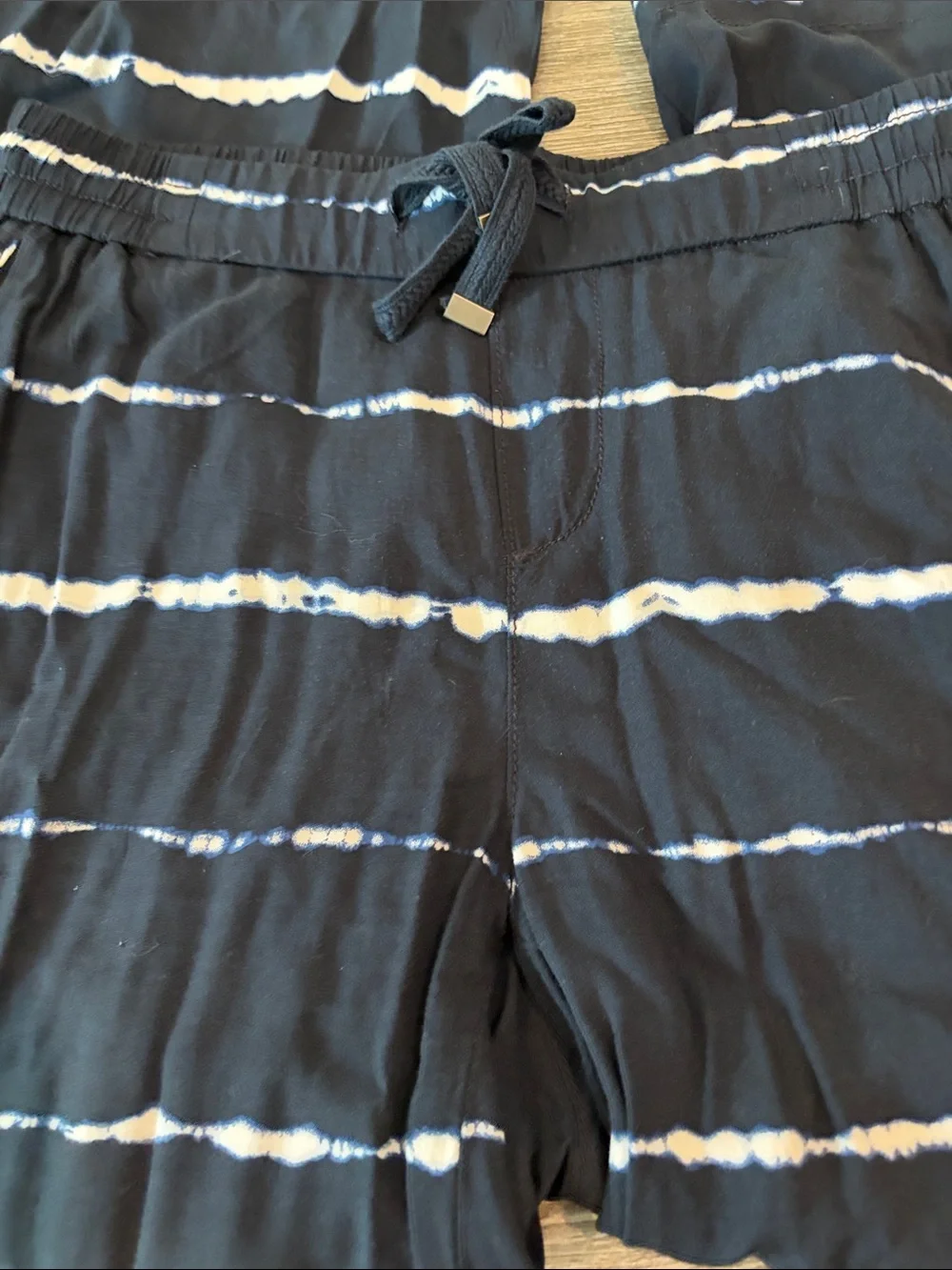 Style & Co Navy and White Tie-Dye Wide Leg Pants